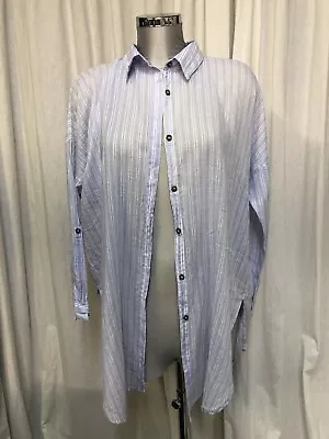 £3.99 • Buy Atmosphere Fine Stripe Voile Overshirt With Shirt Tails Chest 50”