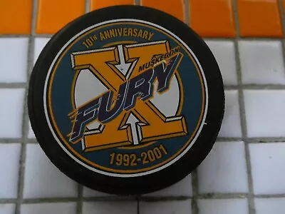 Muskegon Fury Hockey 10 Year Anniversary Puck 1992 - 2001 • $7.50