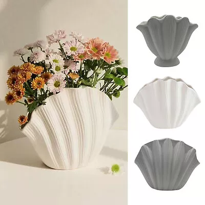 Shell Vase Modern Art Vase Ceramic Flower Vase Minimalist Modern Home Decor • $36.21