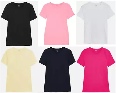 Ex M&S Women's Fitted Crew Neck T-Shirt Lightweight Short Sleeve Size 6-24 • £7.99