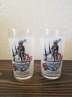 Kentucky Derby Mint Julep Horse Racing Glass Churchill Downs  Pair Vintage 1990 • $19.99