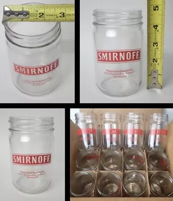 12pc SMIRNOFF VODKA LOGO GLASS MASON JARS LOT 12oz PROMO BAR PARTY GLASSES NEW • $40.67