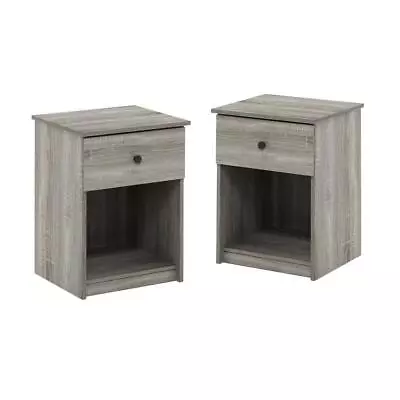 Furinno Nightstand With 1-Drawer Wood Body Lucca French Oak Grey (Set Of 2) • $78.49
