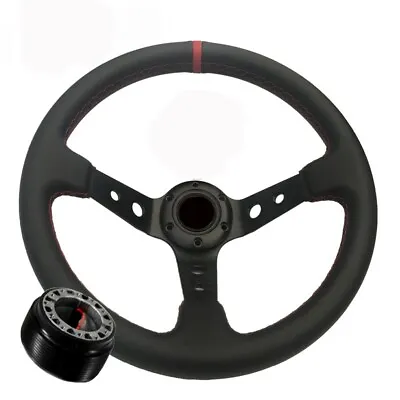 Civic Prelude CR-V RSX Fit Accord TL CL S2000 Black Deep Dish Steering Wheel+Hub • $65