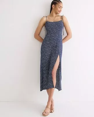 J Crew Kauai Tie-shoulder Midi Dress In DotItem BI702 Retail $ 248- • $69.99