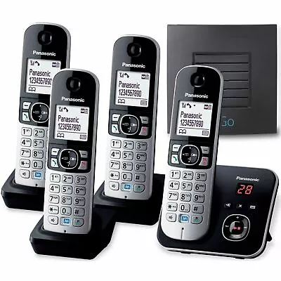 Panasonic KX-TG 6824 Quad Cordless Phone Silver Long Range Extender 4 Handsets • £149.99