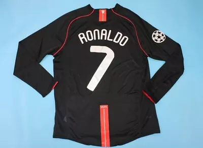 Manchester United Jersey 2007 2008 Shirt Black Long Sleeve Ronaldo UCL STYLE • $85