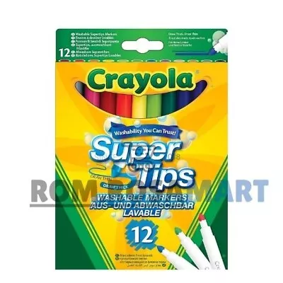 CRAYOLA SuperTips Washable Markers - Assorted Colours (Pack Of 12) Premium Felt • £6.48