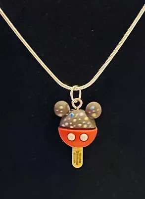 Mickey Mouse Ice Cream Pendant Necklace -  925 Sterling Silver Chain Disney Gift • $9.45