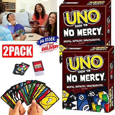 2X UNO Show 'Em No Mercy Card Game With Brutal Ruthless Unapologetic Penalties • $16.99