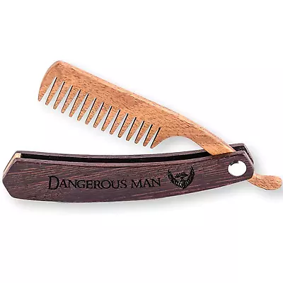 Handmade Wooden Beard Moustache Comb For Men Walnut Folding Pocket Durable Gift • $48.99