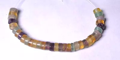 32 FLUORITE 4x2 Mm Multicolor Heishi Natural Gemstone Beads • $1.50