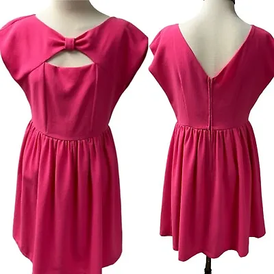 YA LOS ANGELES Fit & Flare Dress Women’s SZ Large Pink Cap Sleeves Keyhole Front • $8