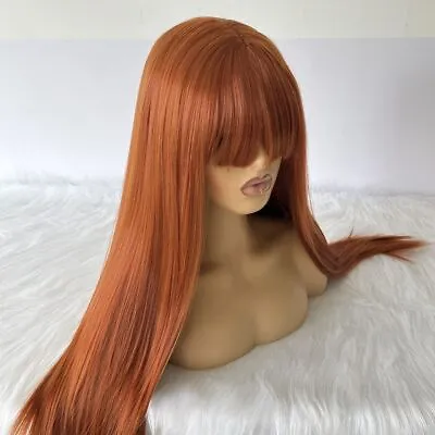UK 24inch Cosplay Wig Heat Resistant Hair Ginger Orange Straight Women • £13.29