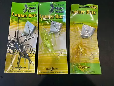 Lunker Buzz  Mister Twister 1/2 Oz Lot Of 3 Black Chart Yellow • $5.99