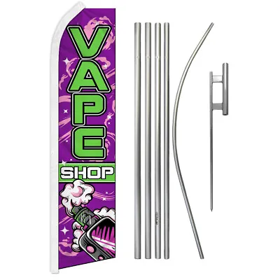 Vape Shop Swooper Flutter Feather Advertising Flag Pole Kit Smoke Shop • $69.95