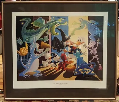 Disney Carl Barks Lithograph Halloween In Duckburge Signed Custom Frame RARE • $1100