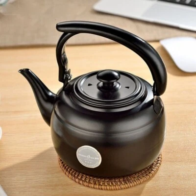 Stainless Steel Tea Kettle Stove Top Kettle Teapot Kitchen Tea Stovetop Black 1L • £13.10