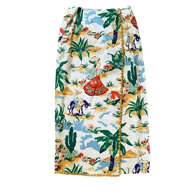 F.L. Malik Vintage Spanish/ Mexican /South American Tropical Printed Wrap Skirt • £26.03