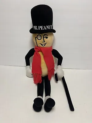 Vintage! 1991 MR. PEANUT 26  PLUSH Stuffed Doll W/ Scarf Cane Hat Planters Tag. • $17.99