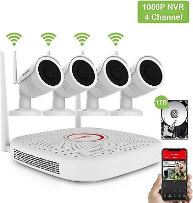$52.90 • Buy Home Wireless Security Camera System Outdoor 1080P 4 Or 8 CH WIFI NVR WD 1TB HDD