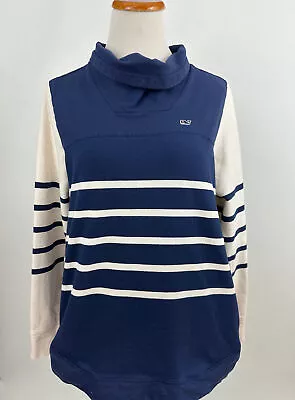 VINEYARD VINES Navy Blue Striped Cotton Pullover Jacket Women's M • $25