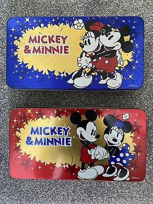 2 Disney Mickey & Minnie Mouse McVities Biscuit Tins Blue/Red • £6