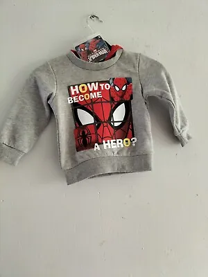 Boys Grey Marvel Spiderman Hoodie Size 4 Yrs New • £10