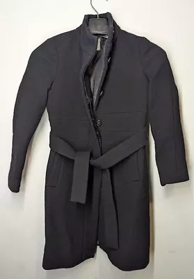 J. Crew Double Cloth Lady Day Coat Vintage Wool Solid Black 0P • $99.99