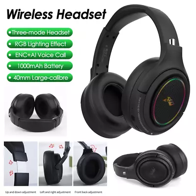 $63.89 • Buy Wireless Bluetooth Gaming Headset RGB ENC 3.5mm Wired Headphones With Mic For PC