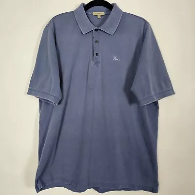 Burberry London Designer 100% Cotton Mens XL Short Sleeve Blue Polo Shirt • $19.99