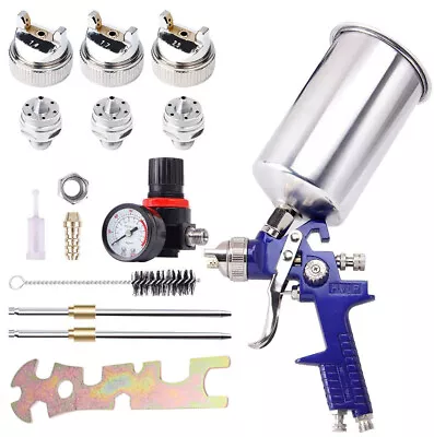 $36.99 • Buy 3 Nozzle HVLP Air Spray Gun Kit Auto Paint Car Primer Detail Basecoat Clearcoat