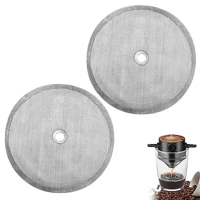 2pcs Cafetiere Filter Mesh Stainless Steel Portable Reusable For French Press • £5.30