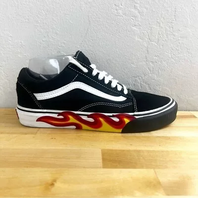 Vans Old Skool Flame Cut Out Black Low Top Lace Up Sneakers Women's Size 9 • $39.99