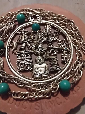 Vintage PAGO Asian Buddha Gold Tone Necklace • $9.99