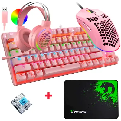 $84.90 • Buy Mechanical Wired Gaming Keyboard,6400 Dpi Mouse,Pad And Gaming Headset With Mic