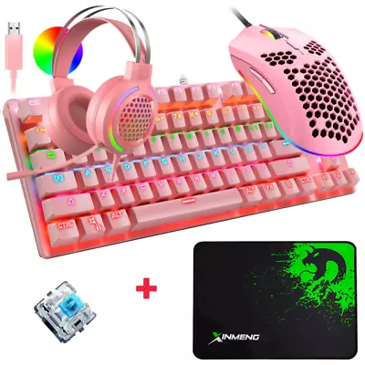 Mechanical Wired Gaming Keyboard6400 Dpi MousePad And Gaming Headset With Mic • $104.90