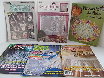 Lot Of 6 Thread Crochet Patterns Decorative Magic Doilies Ornaments Pineapples W • $17.10