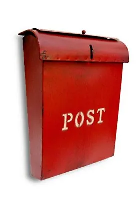  Emily Vintage Metal Mailbox With Lock Wall Mount Mailboxes For Rustic Red • $55.65