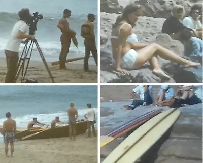 1960s Beach Leggy Girl Model Surfers Hunks 8mm Home Movie Beach Los Angeles CA • $49.99