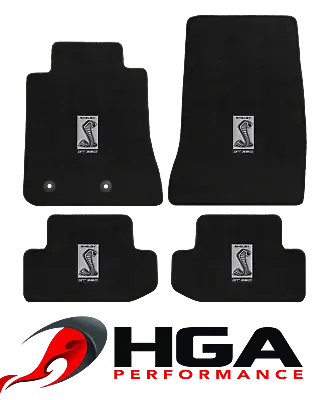 2015-2022 Mustang Black Front & Rear Floor Mats Silver Shelby Cobra GT350 Logos • $225.99