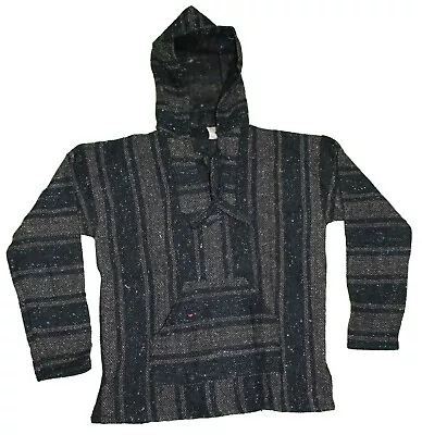 SMALL Mexican BAJA HOODIE - Dark Gray PONCHO Sweater Mexico Bajas • $29.99