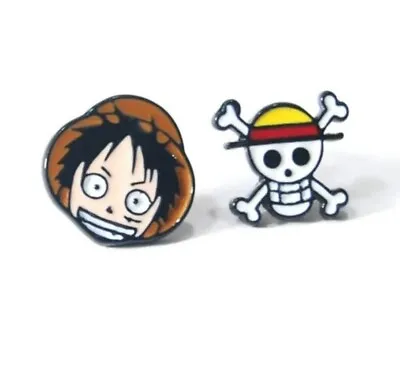 $12.99 • Buy One Piece Luffy Anime Characters Enamel Stud Earrings.