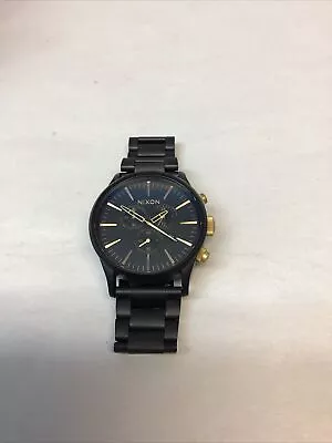 Nixon Never Be Late Sentry Chrono 21A Stainless Steel 100M Matte Blk/Gold Watch • $89.99