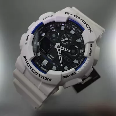 Casio Men's GA-100 Series G-Shock Quartz 200M WR Shock Resistant Watch White/Bla • $92.99