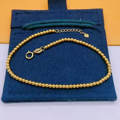 Pure Au750 18K Yellow Gold Women Lucky Smooth Beads Link Chain Bracelet 6.3 L • $282.52