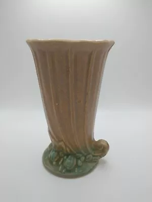 McCoy Pottery Vase Brown Green Cornucopia Look Vintage GUC READ • $15