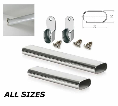 £1.83 • Buy Wardrobe Rail Oval Chrome Hanging Rail All Sizes Free End Supports & Screw