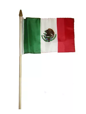 Wholesale Lot Of 6 6x9 6 X9  Mexico Mexican Stick Flag Wood Staff • $13.88