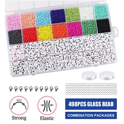 Bracelet Craft Make Own Beads Jewellery Making Set Box Kit For Kids DIY Gift Set • £9.99